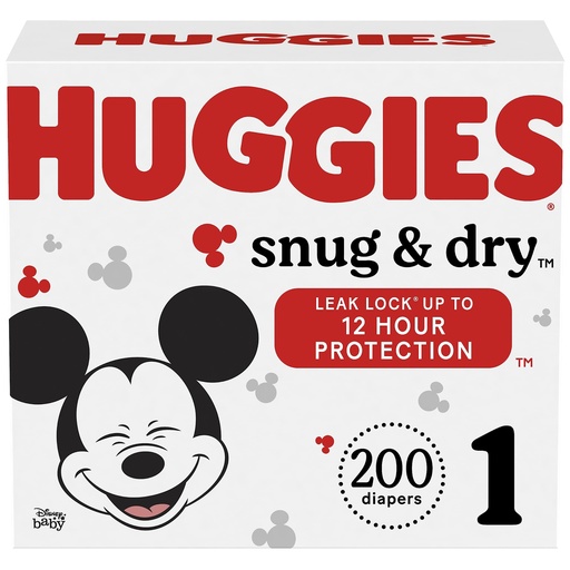 HUGGIES Snug & Dry - Taille 1 - 200 couches