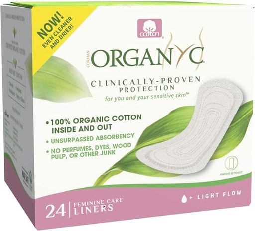 ORGANYC - Protège-slips Flux léger en Pochette individuelle en coton biologique (24 unités)