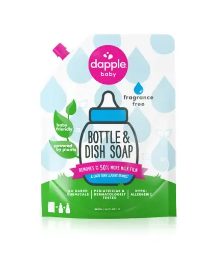 DAPPLE BABY - Recharge de savon nettoyant pour biberons et vaisselle, sans parfum - 1 L