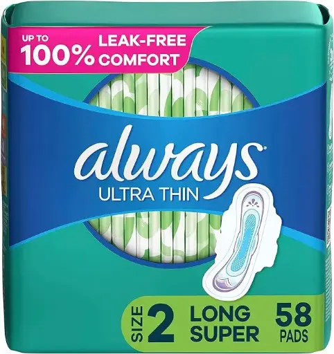 ALWAYS - Lot de 58 coussinets ultra fins pour femme, longs et super absorbants avec des ailes, taille 2