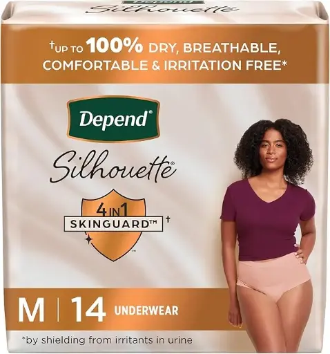 DEPEND - Silhouette Lot de 14 sous-vêtements d'incontinence et post-partum pour femme - Taille M - Absorption maximale