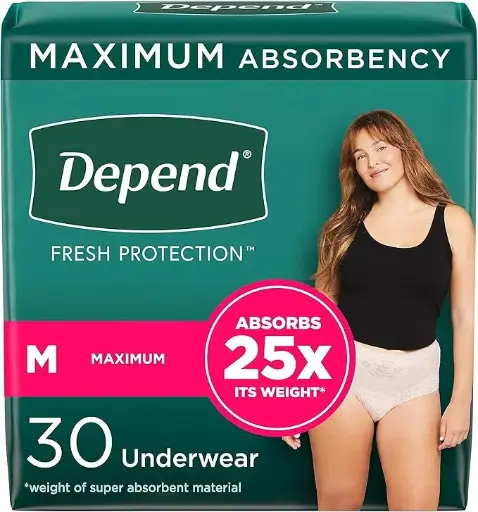 DEPEND - Sous-vêtements Fresh Protection pour femmes pour incontinence, Taille M, absorption maximale