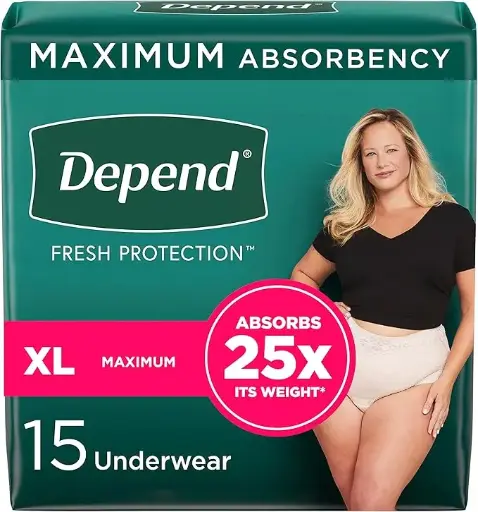 DEPEND - Sous-vêtements Fresh Protection pour femmes pour incontinence, Taille XL, absorption maximale