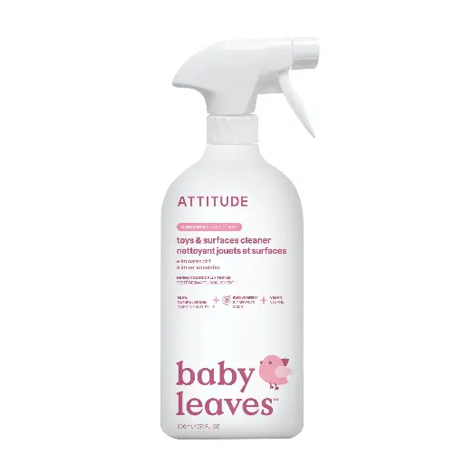 ATTITUDE - Nettoyant pour jouets et surfaces, produits multi-surfaces vérifiés EWG, végétalien, spray de nettoyage polyvalent d'origine naturelle, non parfumé